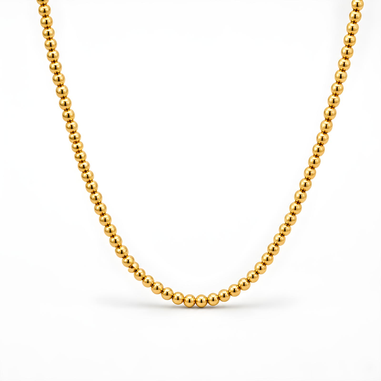 Bafleh 18K Gold Continuous Spherical Bead Strand Necklace for Women - Image 3