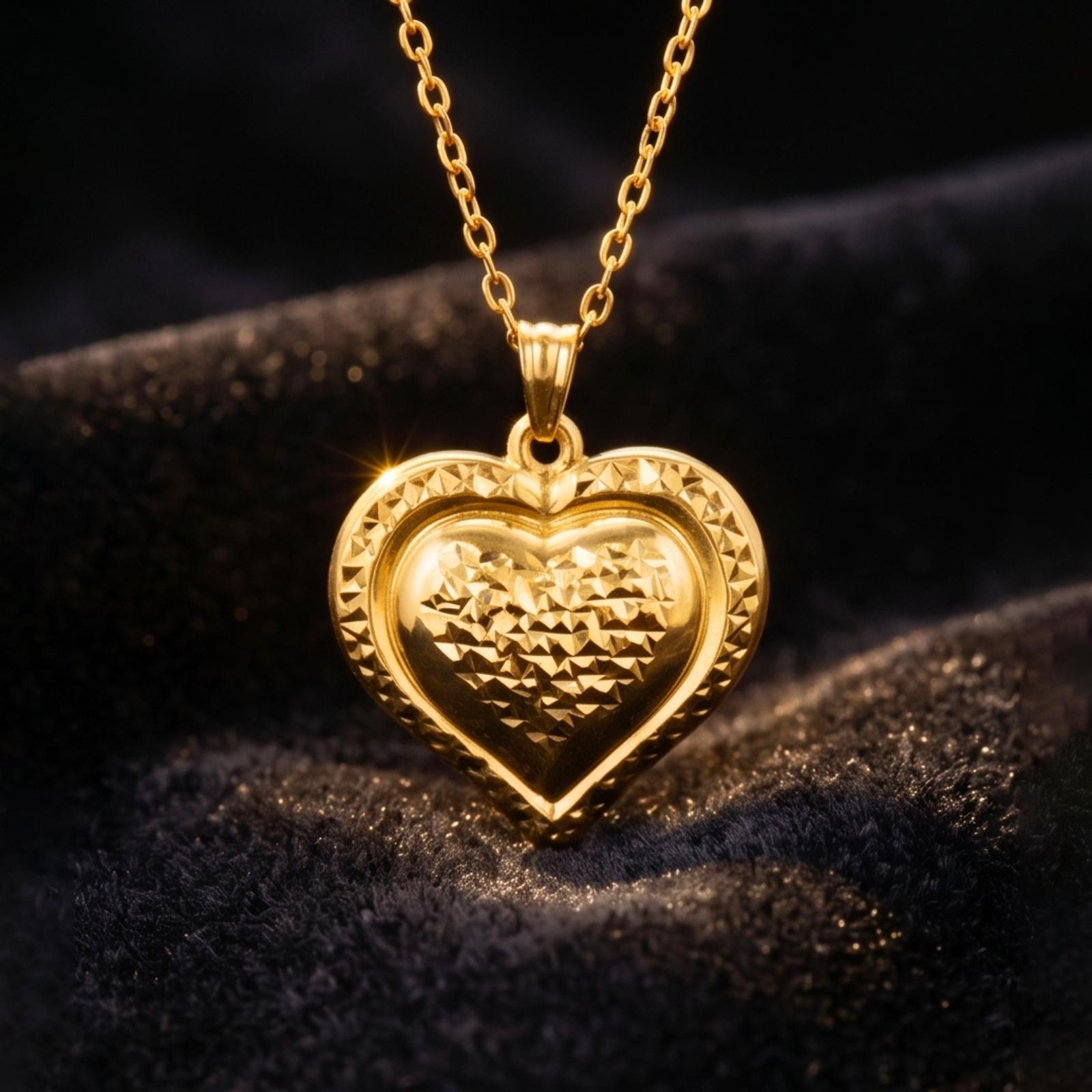 18K Gold Heart Shape Necklace Timeless Elegance by Bafleh Jewellery - Image 4