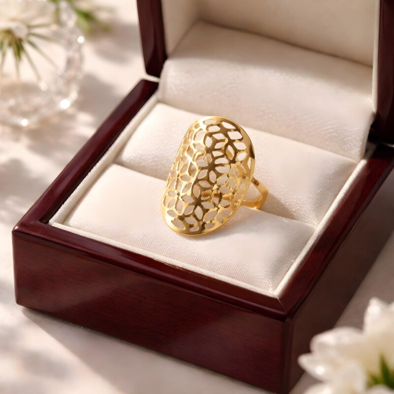 Alternative view of Timeless Elegance in Lightweight 18K Gold Rings Only at Bafleh Jewellery