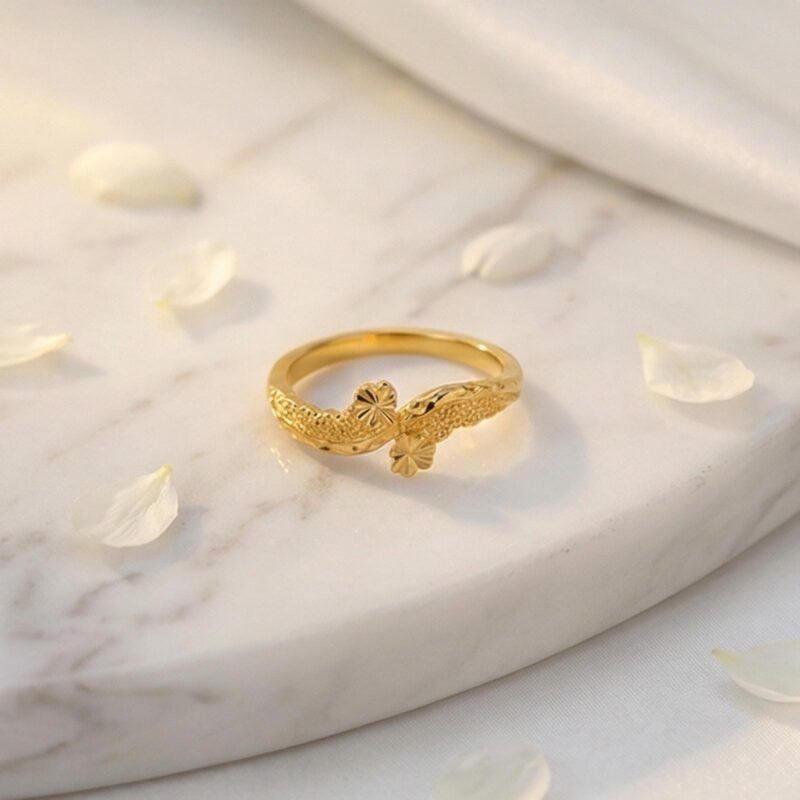 Floral Grace in Gold  Signature 22KT Light weight Gold Ring of Sophistication