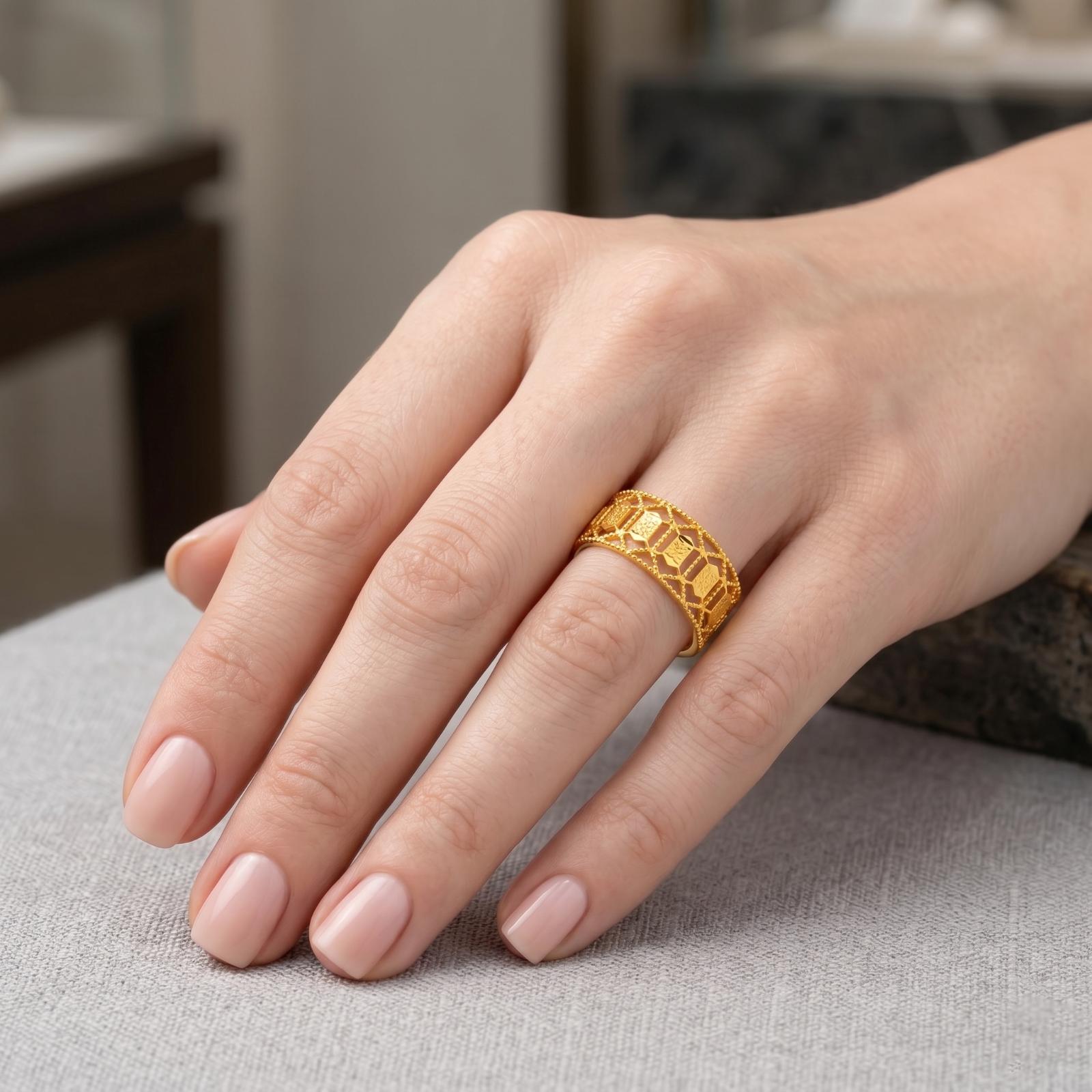 Classic & Contemporary Luxury 21K Gold Rings Light weight Collection by Bafleh Jewellery - Image 3
