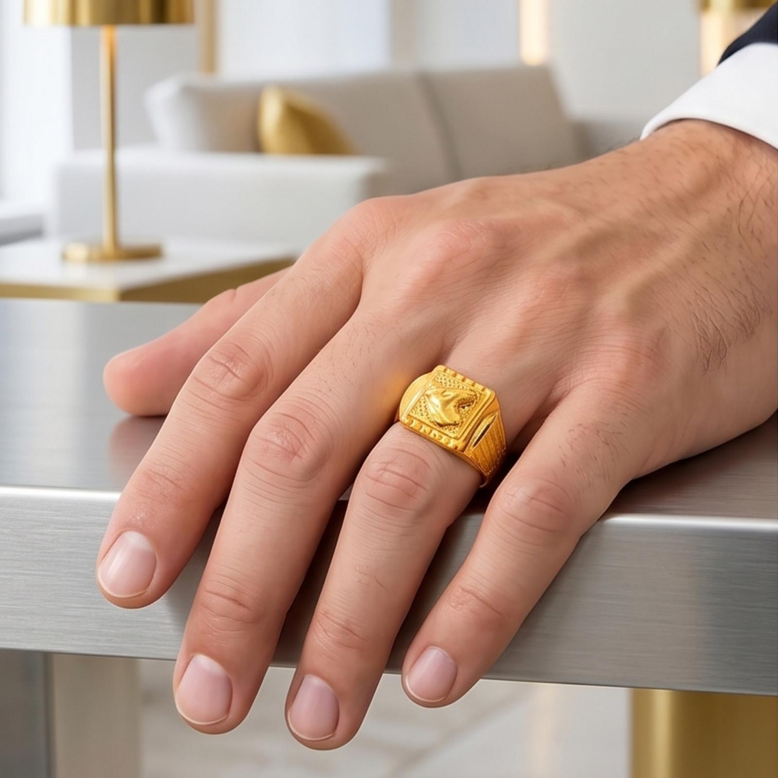 Bafleh Jewellery Exclusive 21K Gold Men Ring A Symbol of Style & Prestige - Image 3