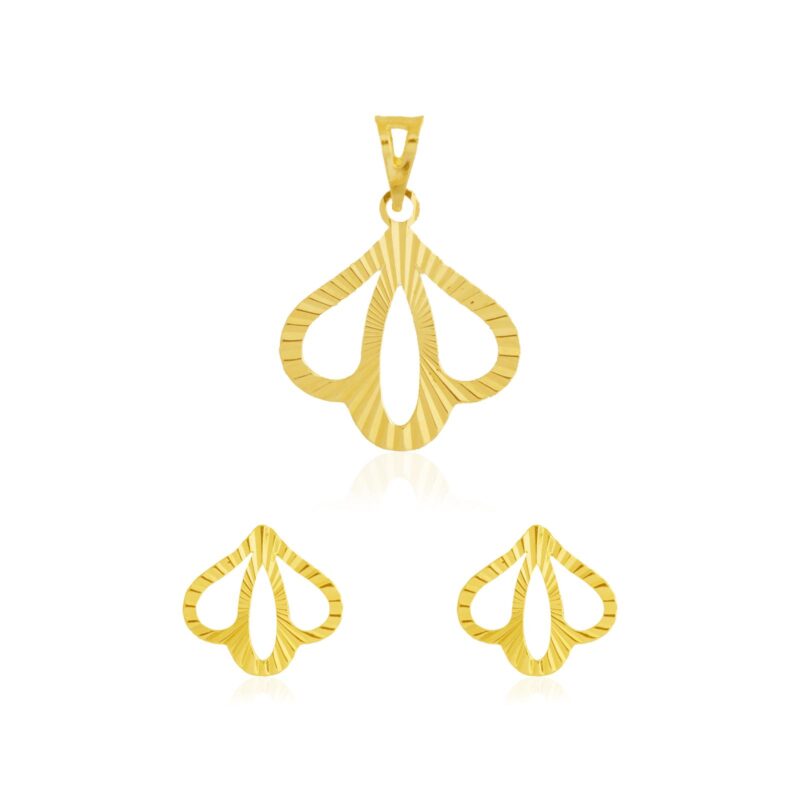 Classic 18K Gold Pendant Set from Bafleh Jewellery Perfect for Modern and Traditional Looks