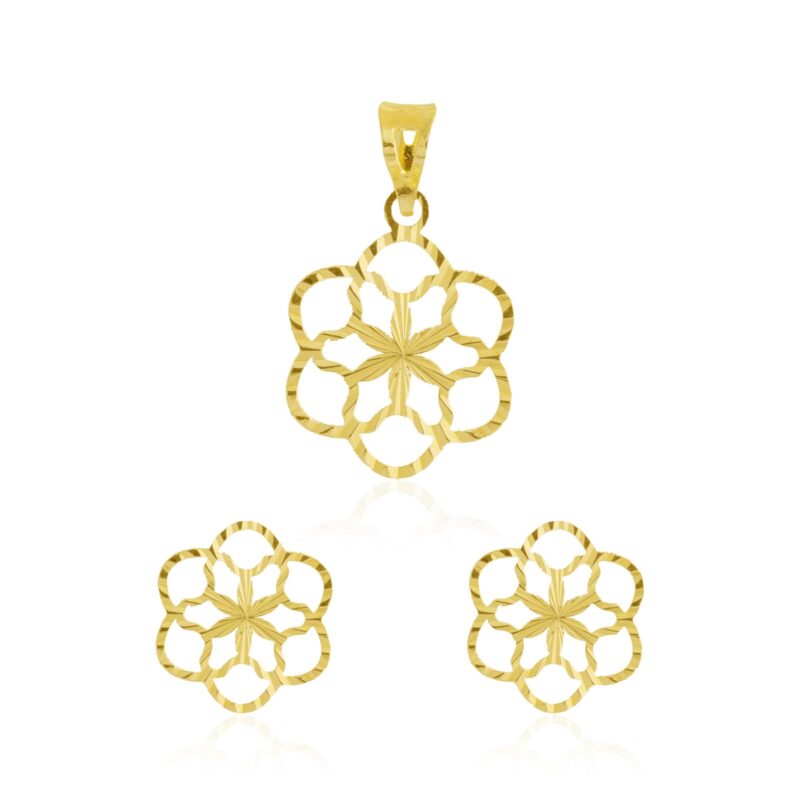 Stylish 18K Gold Pendant Set Reflecting Timeless Charm and Modern Luxury