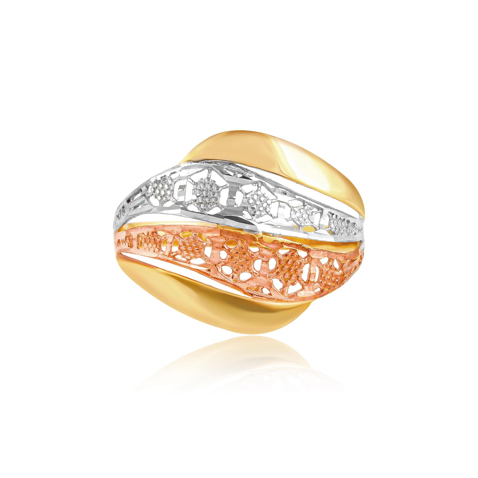 Shine Beyond Ordinary 3 Tone 18KT Gold Ring - Image 2