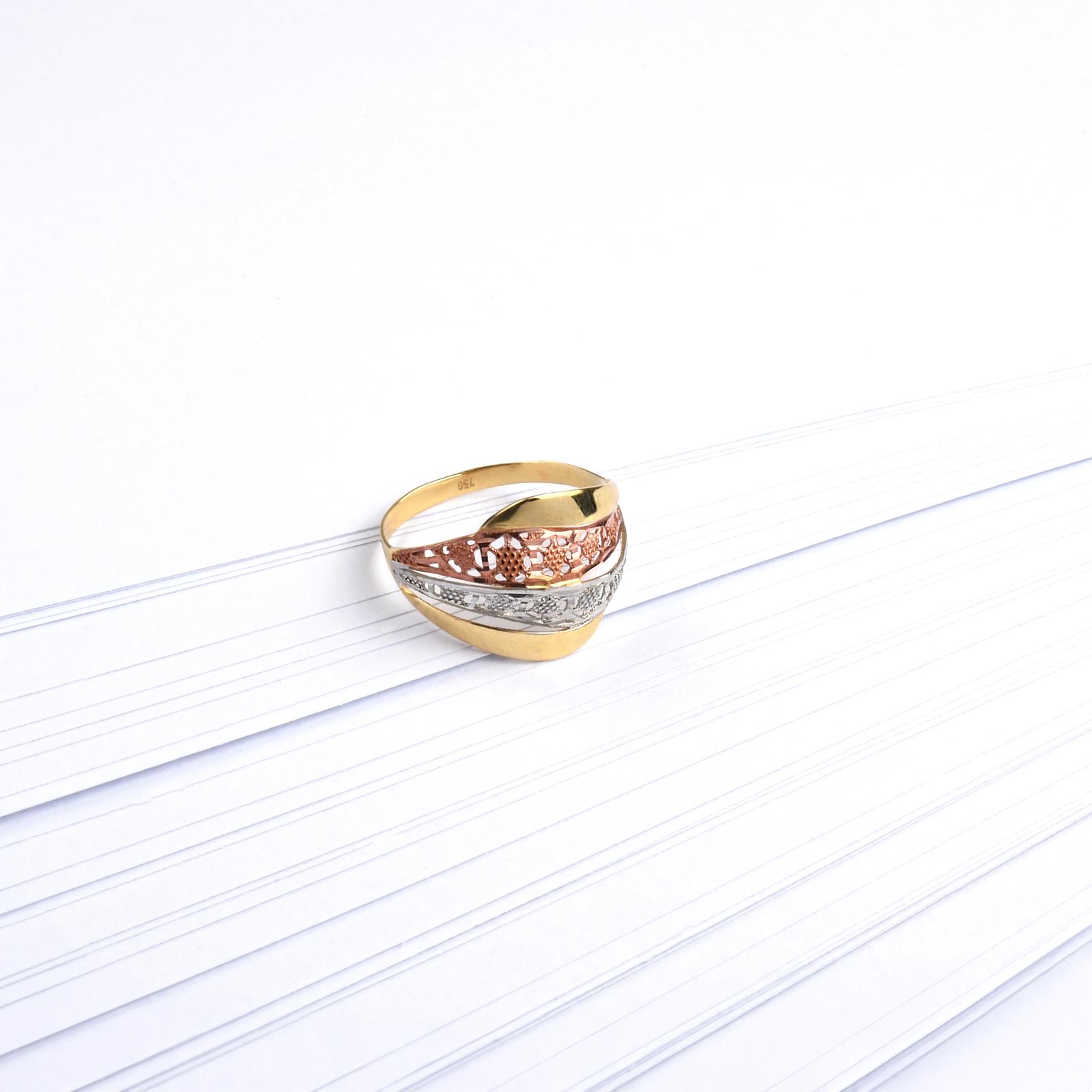 Shine Beyond Ordinary 3 Tone 18KT Gold Ring - Image 4