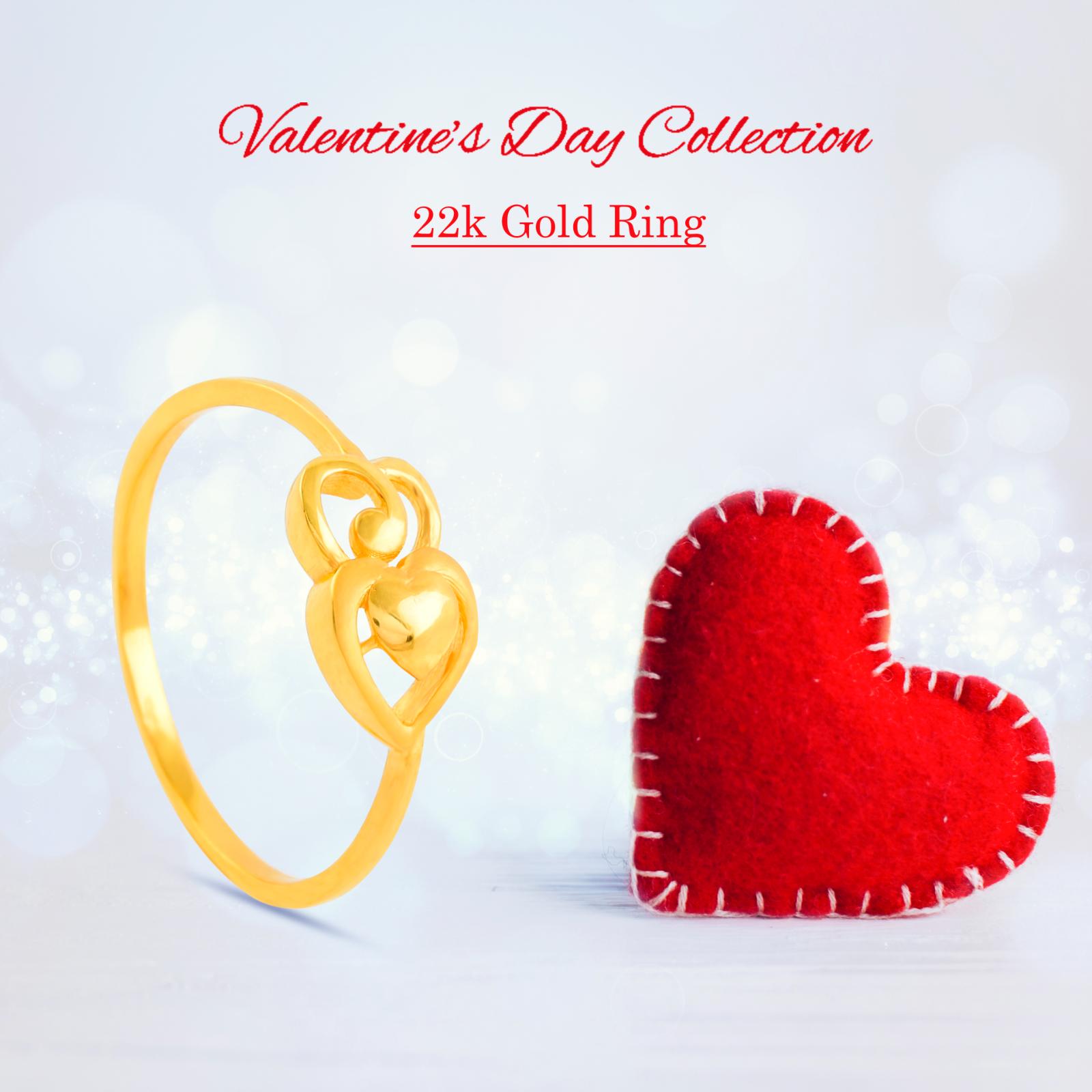 Make Every Day Special Heart Shaped Lightweight 22KT Gold Rings Exclusively at Bafleh Jewellery - Image 3