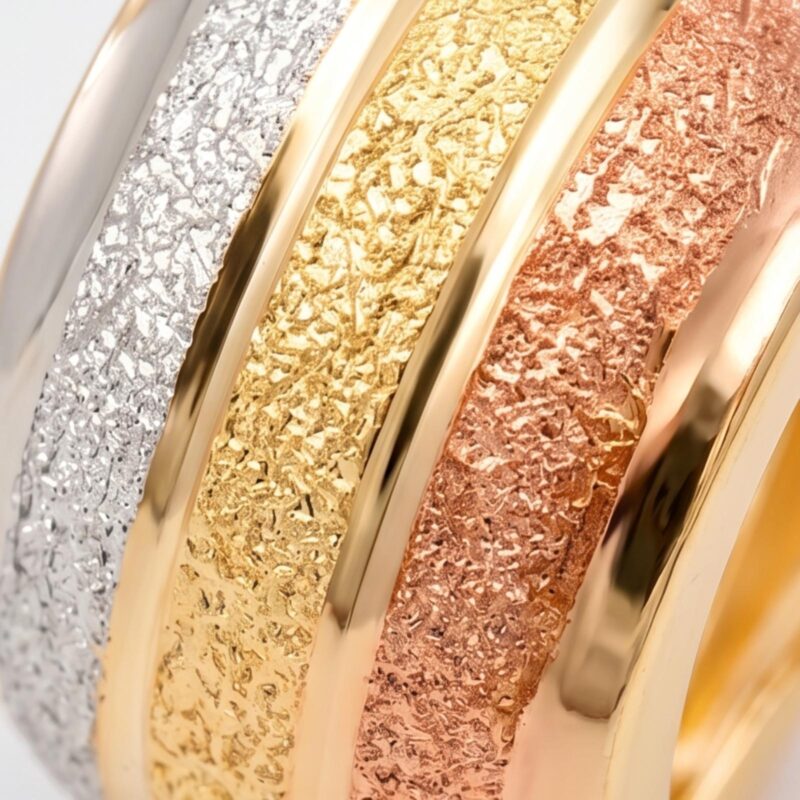 Alternative view of Elegant 18K Three-Tone Gold Huggie Earrings A Perfect Blend of Style & Sophistication | Bafleh Jewellery