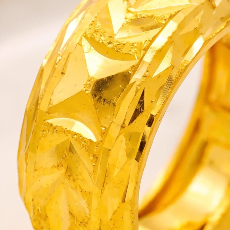 Alternative view of Classic 21K Gold Textured Hoop Earrings by Bafleh Jewellery