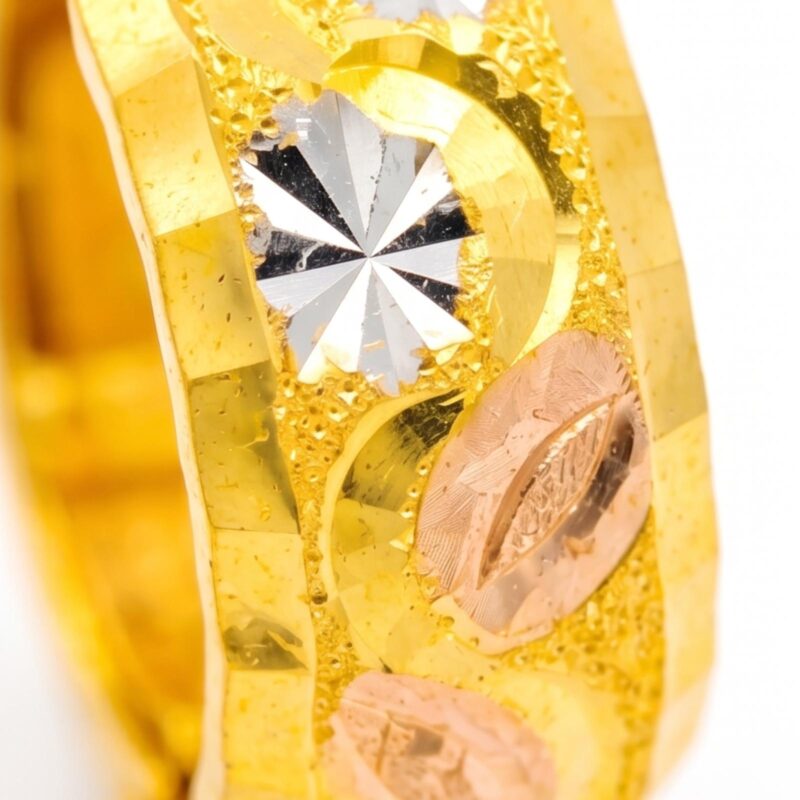 Alternative view of Bafleh Jewellery 21K Tri Color Gold Starburst Huggie Hoop Earrings