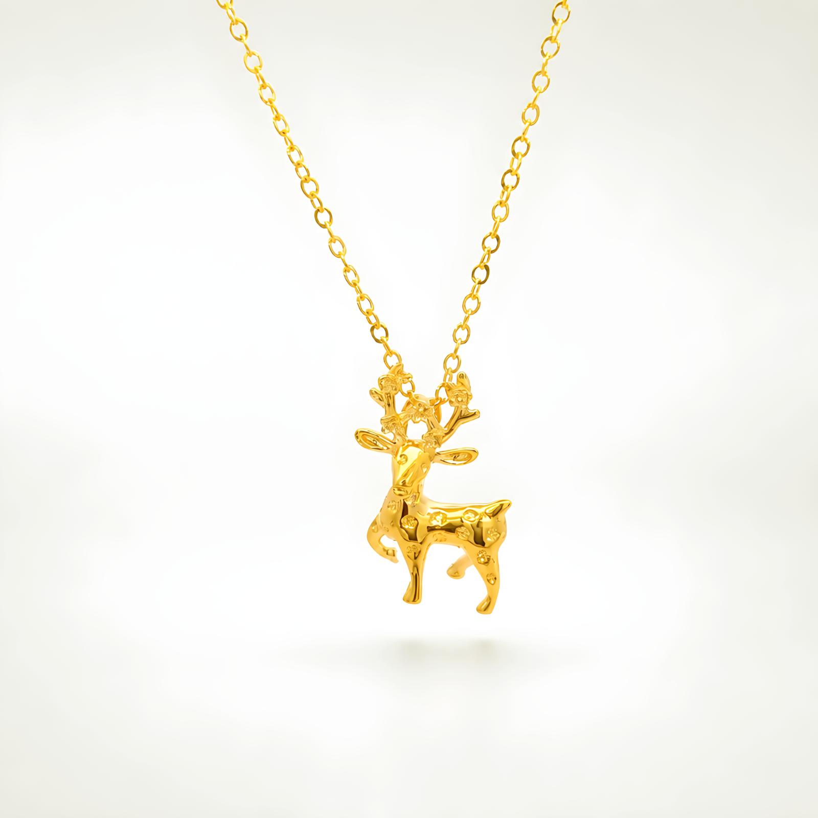 Bafleh Jewellery 21K Yellow Gold Sculpted Deer Pendant Necklace - Image 5