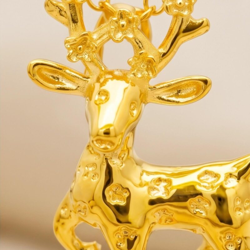 Alternative view of Bafleh Jewellery 21K Yellow Gold Sculpted Deer Pendant Necklace