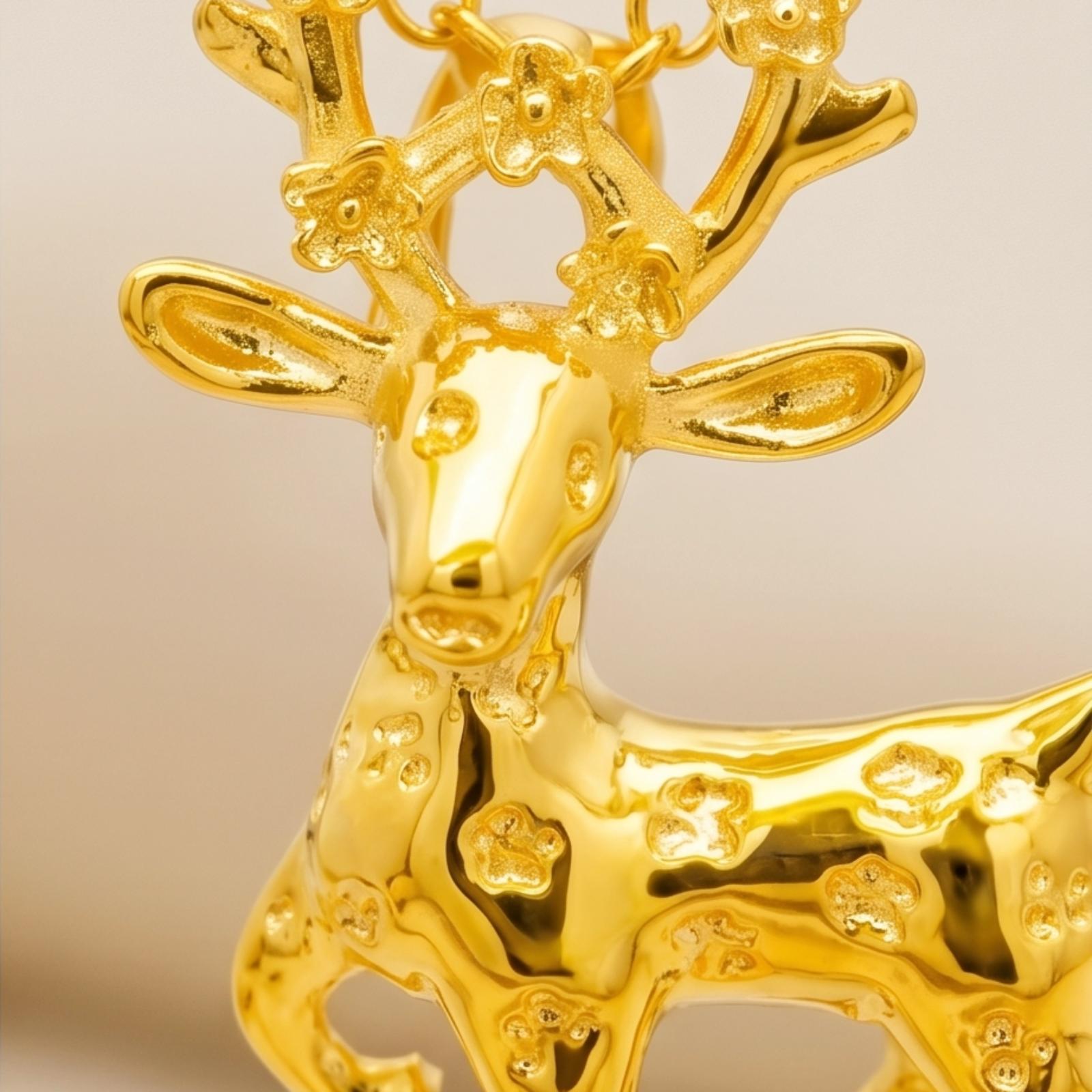 Bafleh Jewellery 21K Yellow Gold Sculpted Deer Pendant Necklace - Image 2