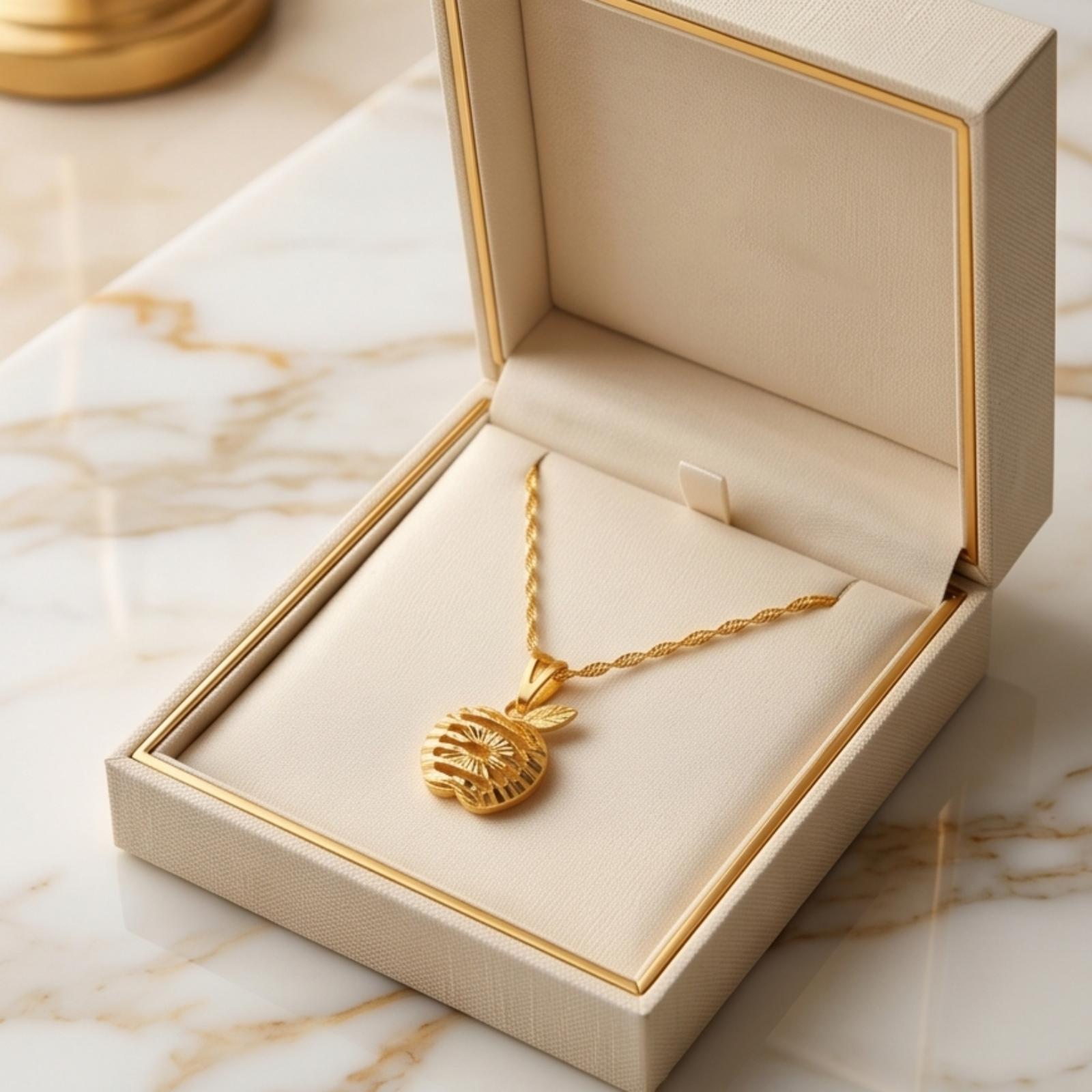 Elegant Apple Shape 22K Gold Necklace by Bafleh Jewellery - Image 3
