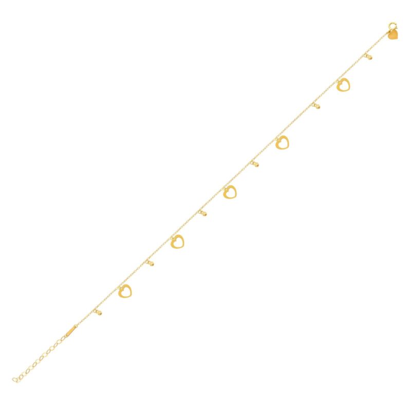 Alternative view of Pure 21K Gold Heart Anklet A Symbol of Grace & Love