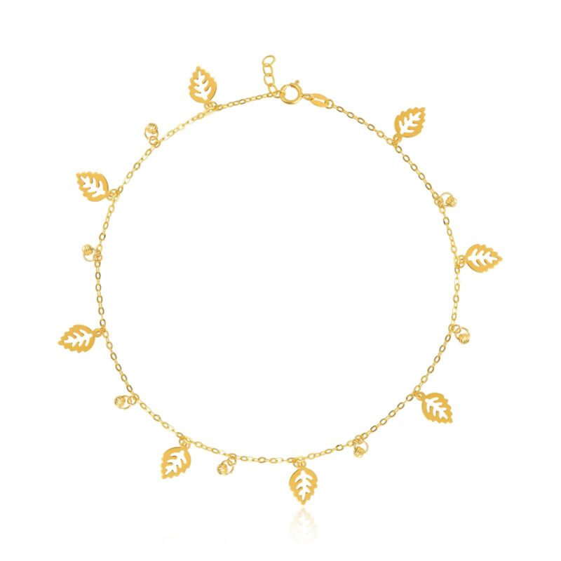 Step into Elegance with 21K Gold Leaf Anklets Only at Bafleh Jewellery