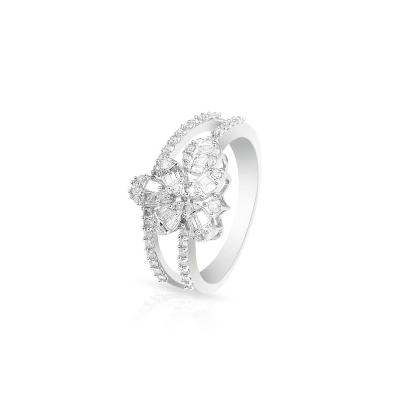 Certified Brilliance: White Gold Diamond Ring with IDT ? Only at Bafleh