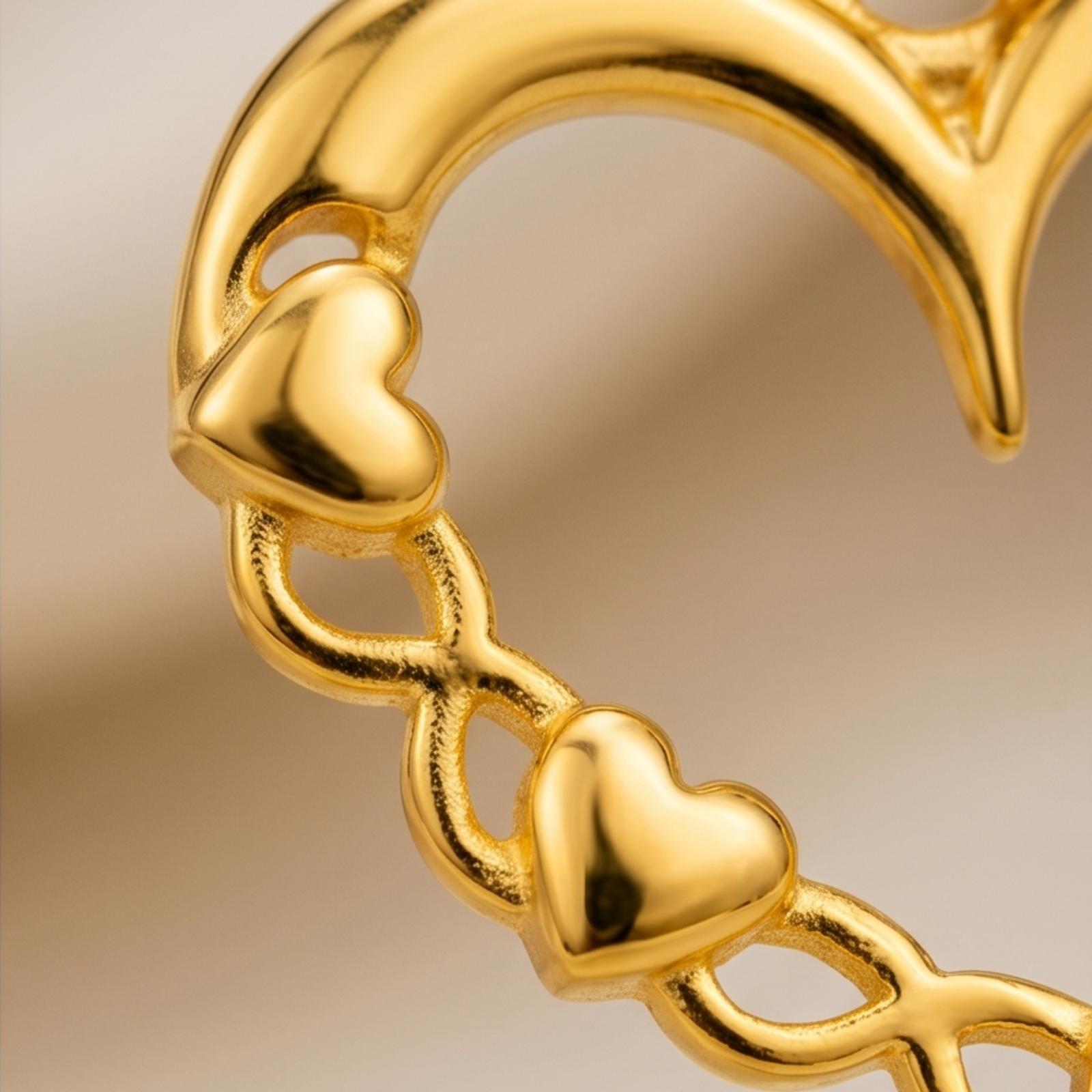 Beautiful Heart Shape 21K Gold Pendant with Chain Bafleh Jewellery Collection - Image 3