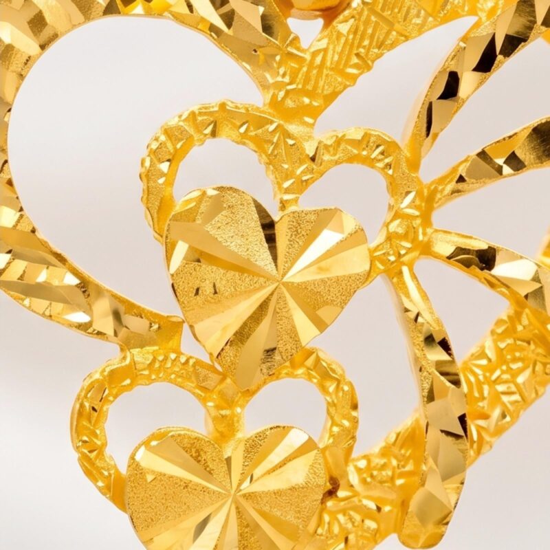 Alternative view of Pure Love Textured Gold Heart Pendant With Chain
