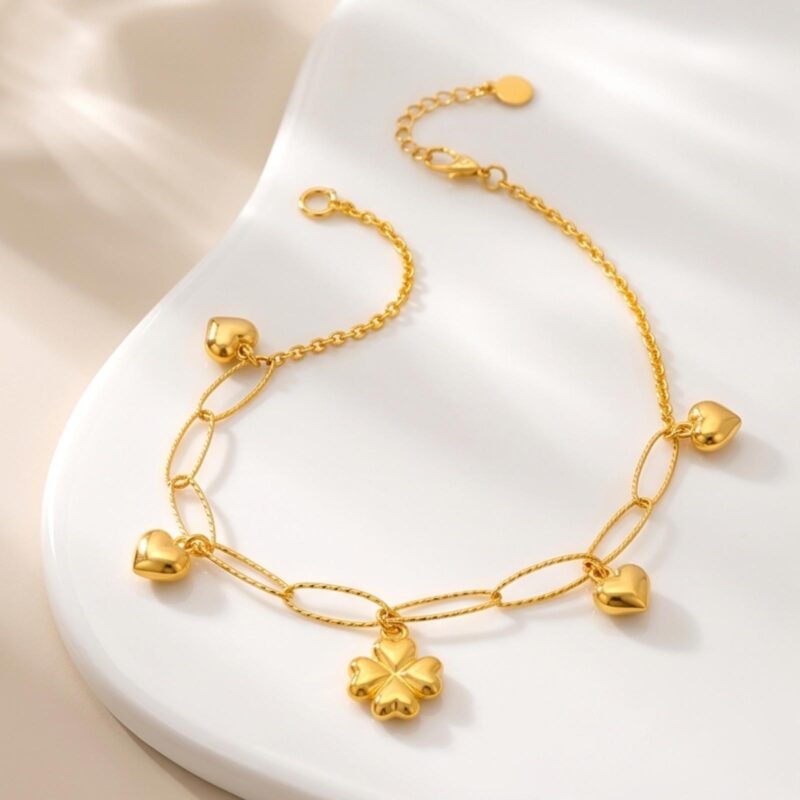 Discover the Radiance of Purity: Elegant 21K Gold Lightweight Bracelet Crafted for Everyday Glamour
