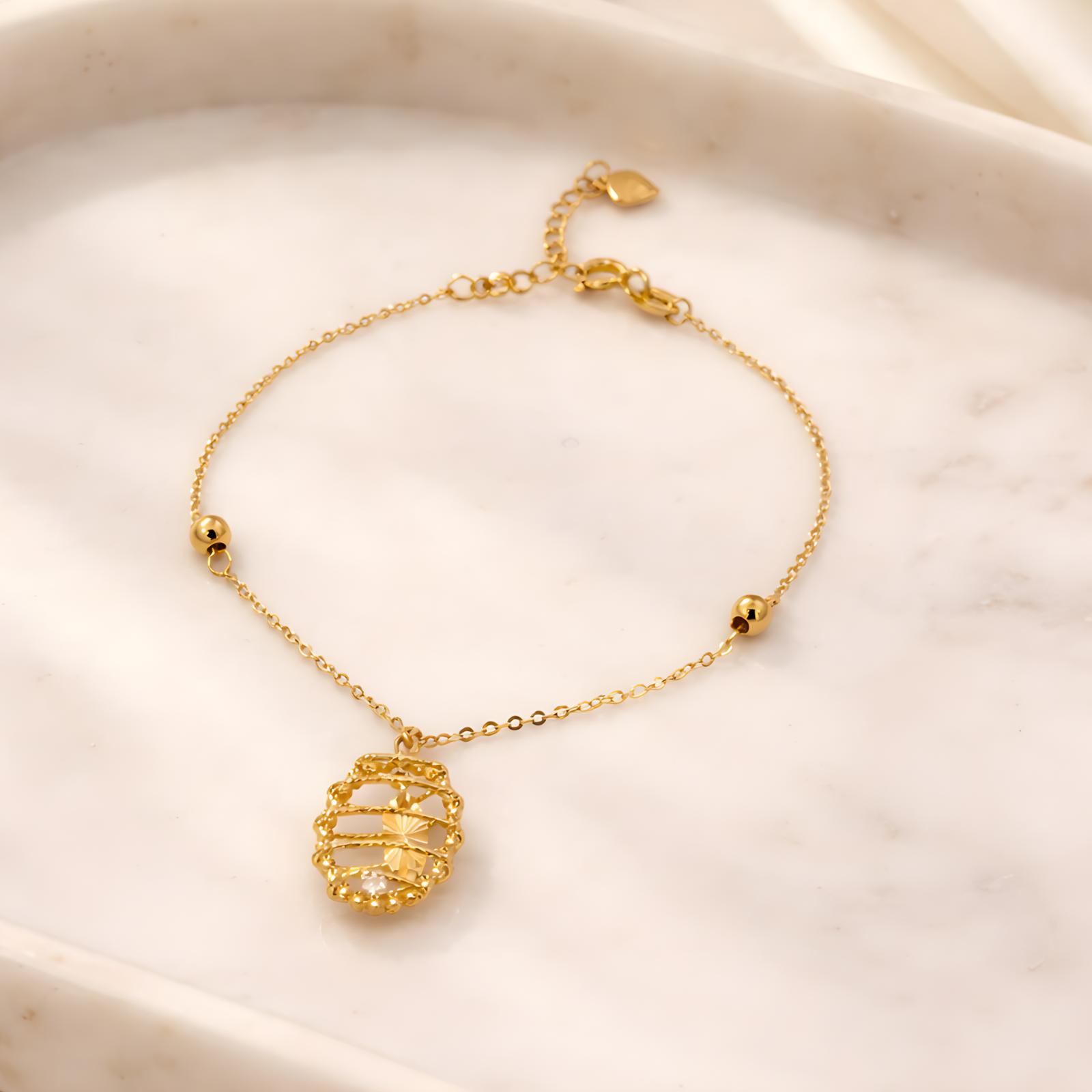 Nature-Inspired Grace Floral 22kt Yellow Gold Bracelet - Image 5