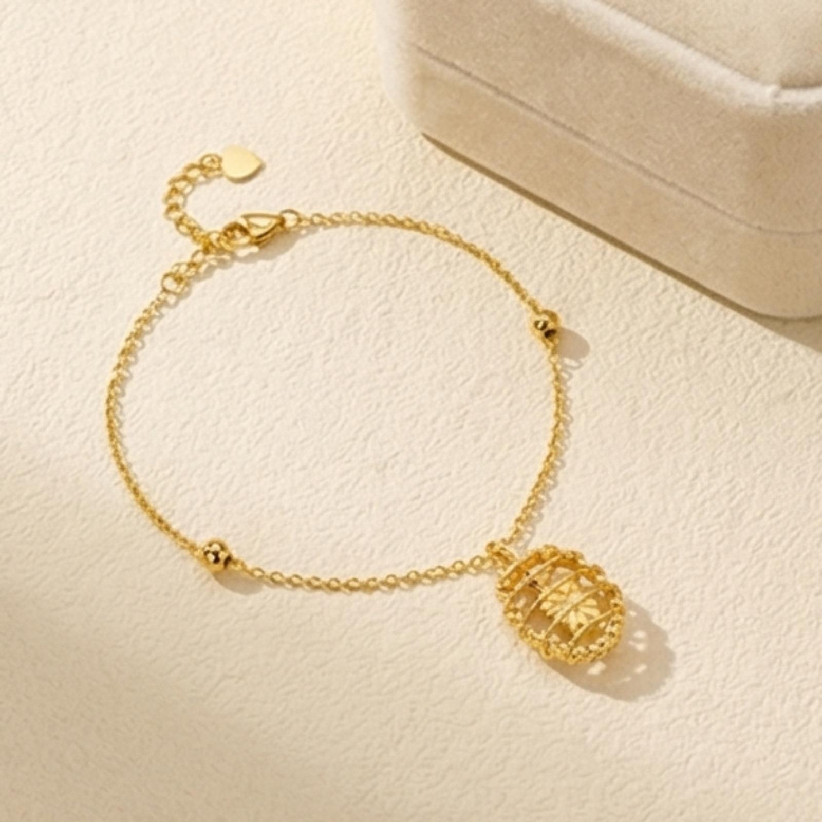 Nature-Inspired Grace Floral 22kt Yellow Gold Bracelet - Image 4