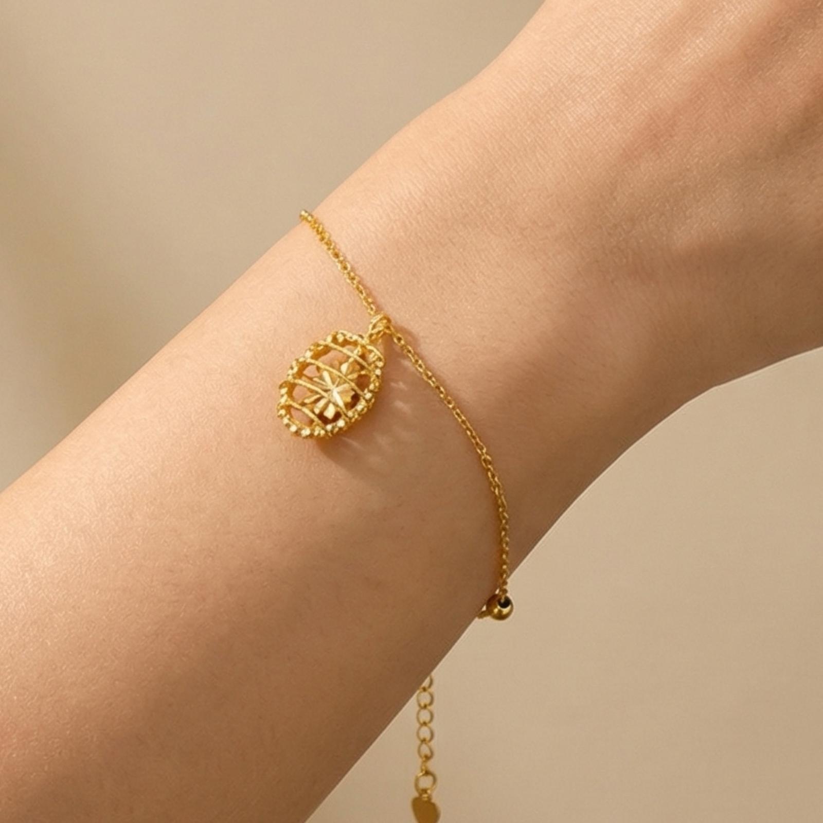 Nature-Inspired Grace Floral 22kt Yellow Gold Bracelet - Image 3