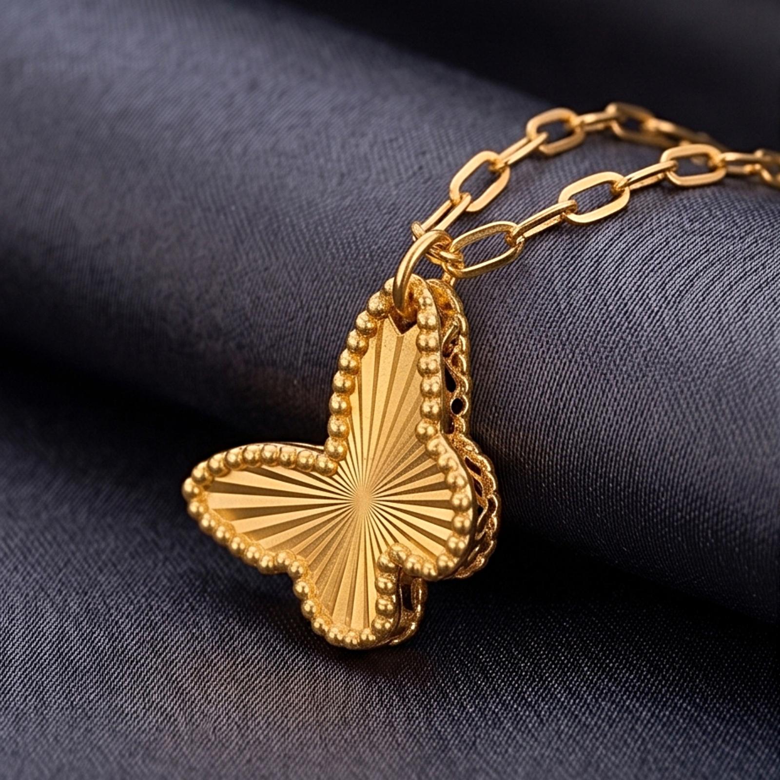 Adorn Yourself in the Lightest Touch of Pure Gold with Bafleh's Delicately Designed 22kt Necklace Set - Image 4