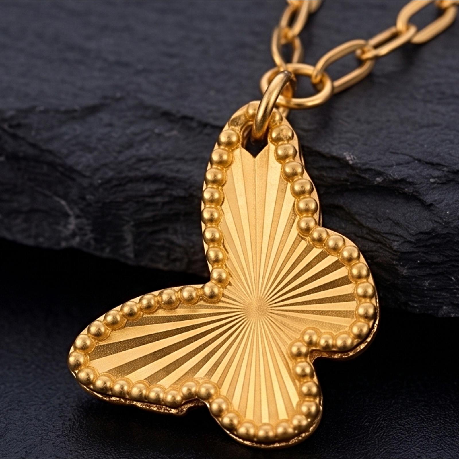 Adorn Yourself in the Lightest Touch of Pure Gold with Bafleh's Delicately Designed 22kt Necklace Set - Image 3