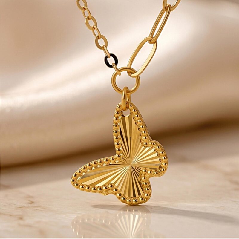 Alternative view of Adorn Yourself in the Lightest Touch of Pure Gold with Bafleh's Delicately Designed 22kt Necklace Set