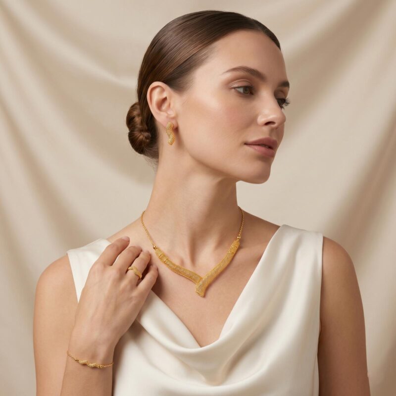 Alternative view of Shimmer and Shine This Season with 21K Gold Necklace Sets