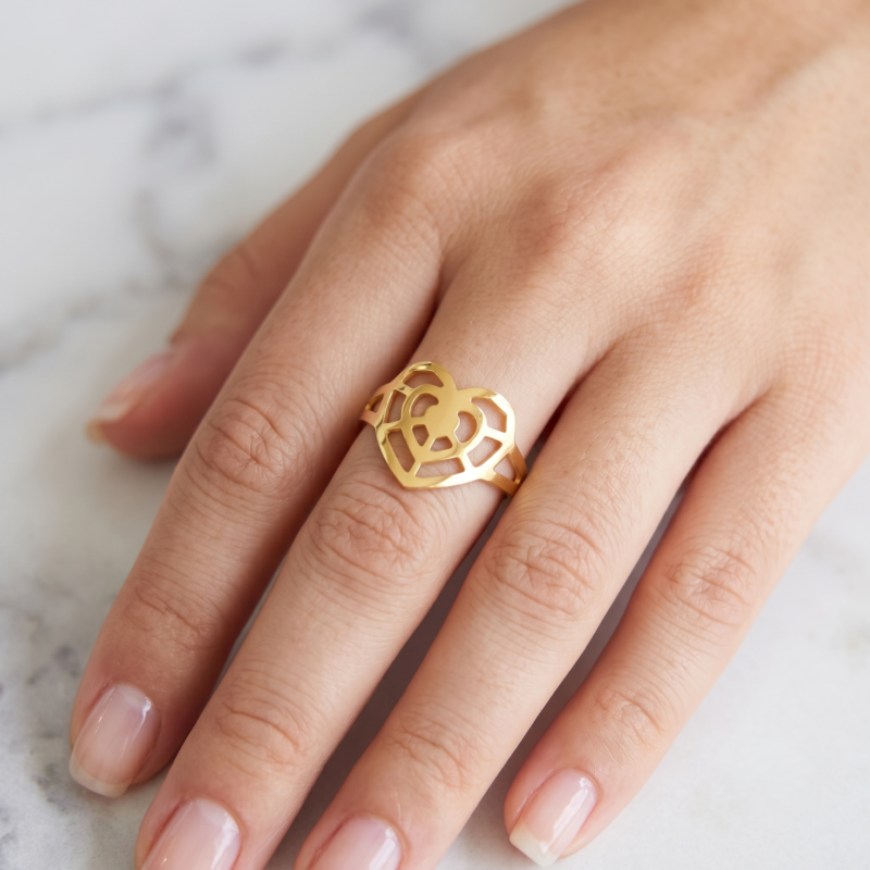 Alternative view of A Touch of Love  18K Lightweight Heart Shape Gold Ring