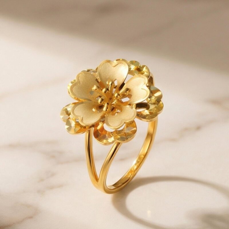 The Art of Floral Luxury in 22KT Beautiful Gold Ring
