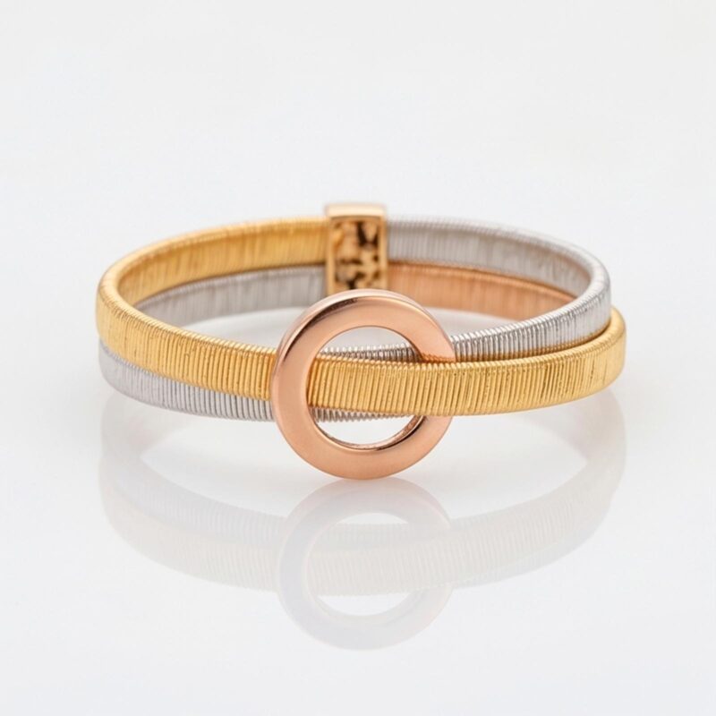 Timeless Beauty in Three Tone 18K Spring Rings at Bafleh Jewellery