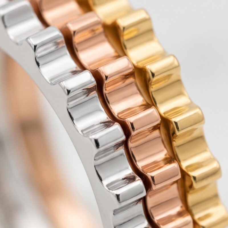 Alternative view of Elegant 18K Tri-Color Gold Ring ? Three Bands, One Stunning Statement for Everyday Wear