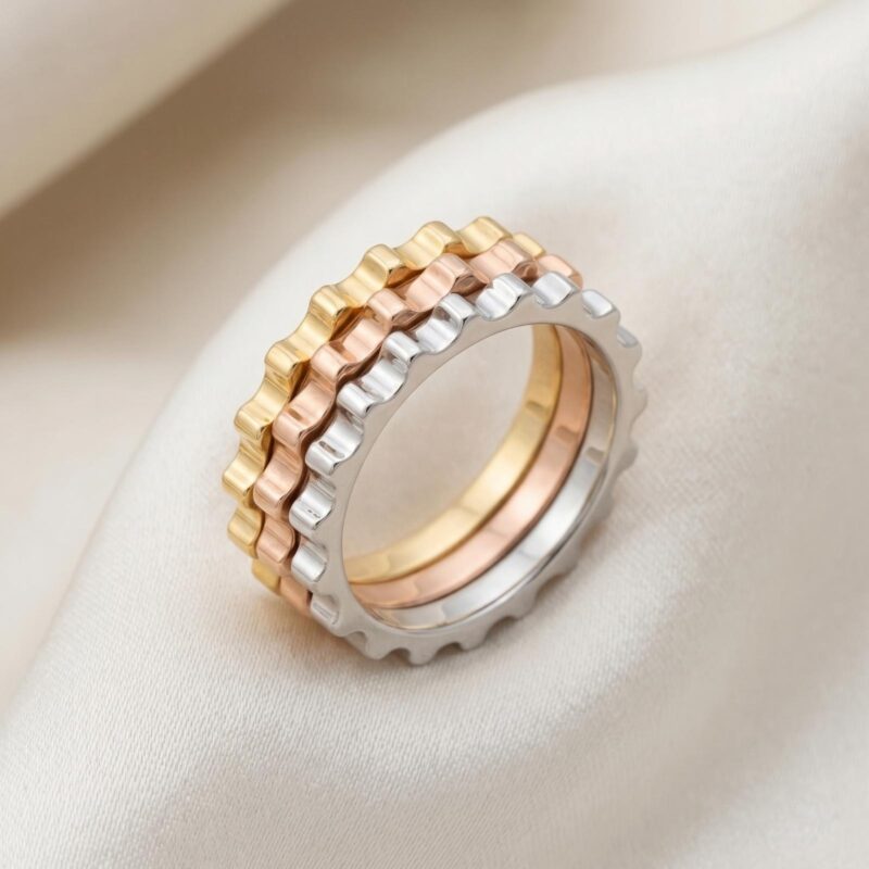 Elegant 18K Tri-Color Gold Ring ? Three Bands, One Stunning Statement for Everyday Wear