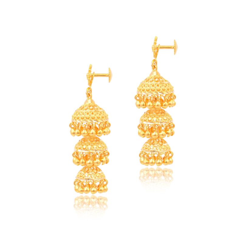Alternative view of Pairing 22kt Gold Jhumki Earrings with Other Jewelry Pieces