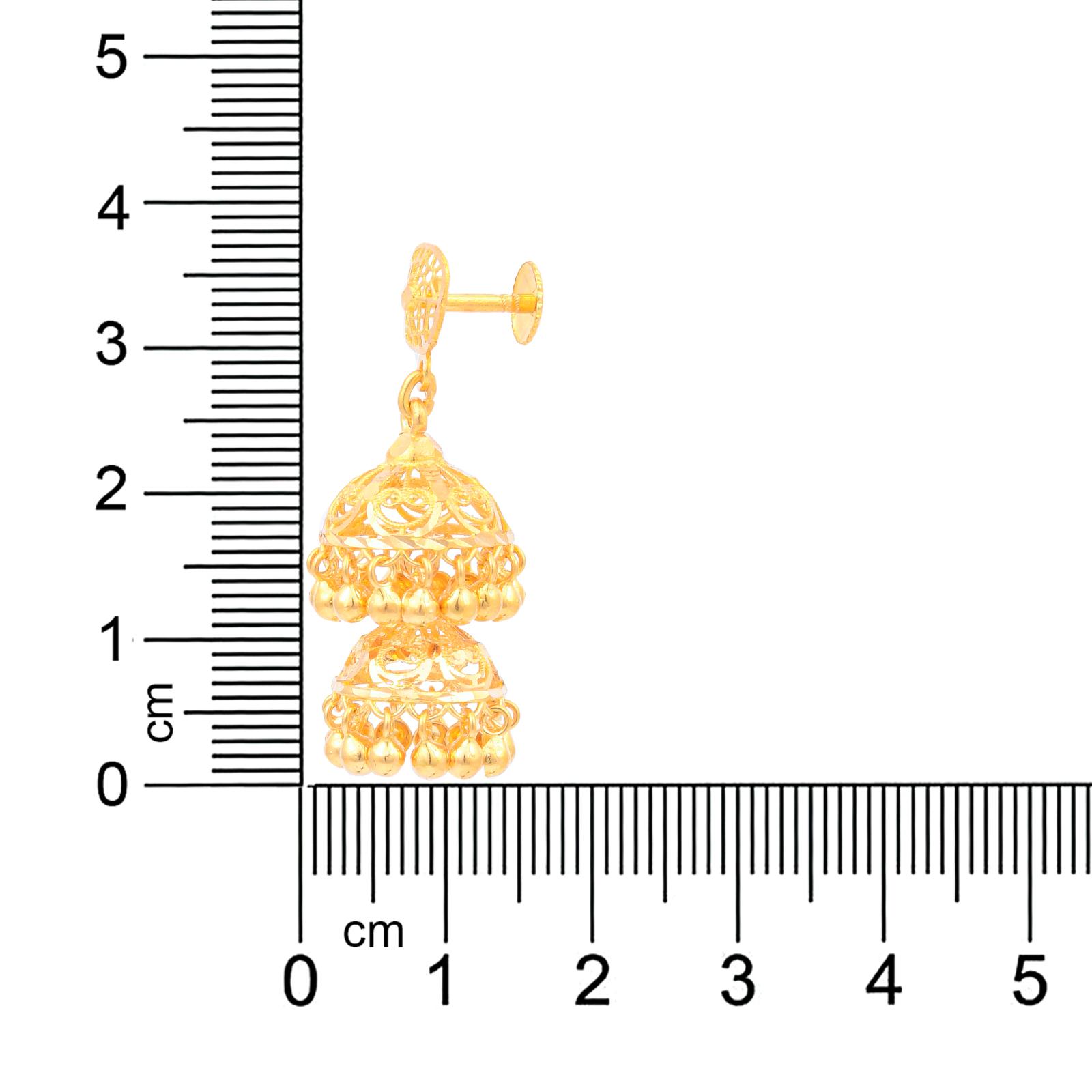 Adorning Bridal Attire with 22kt Gold Jhumki Earrings - Image 3