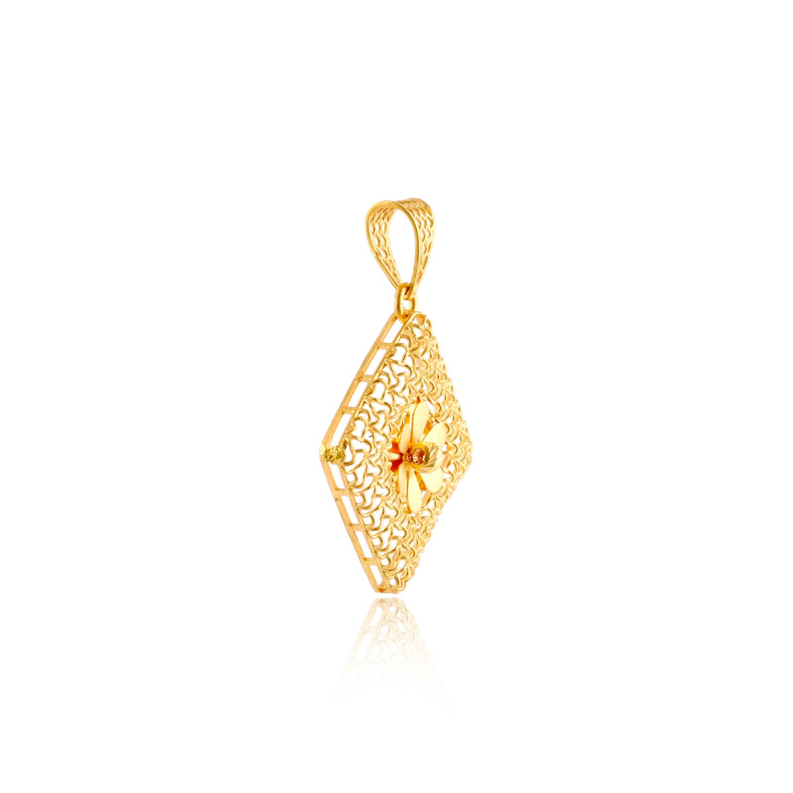 22kt Gold Pendant with Vibrant Flowers - Image 2