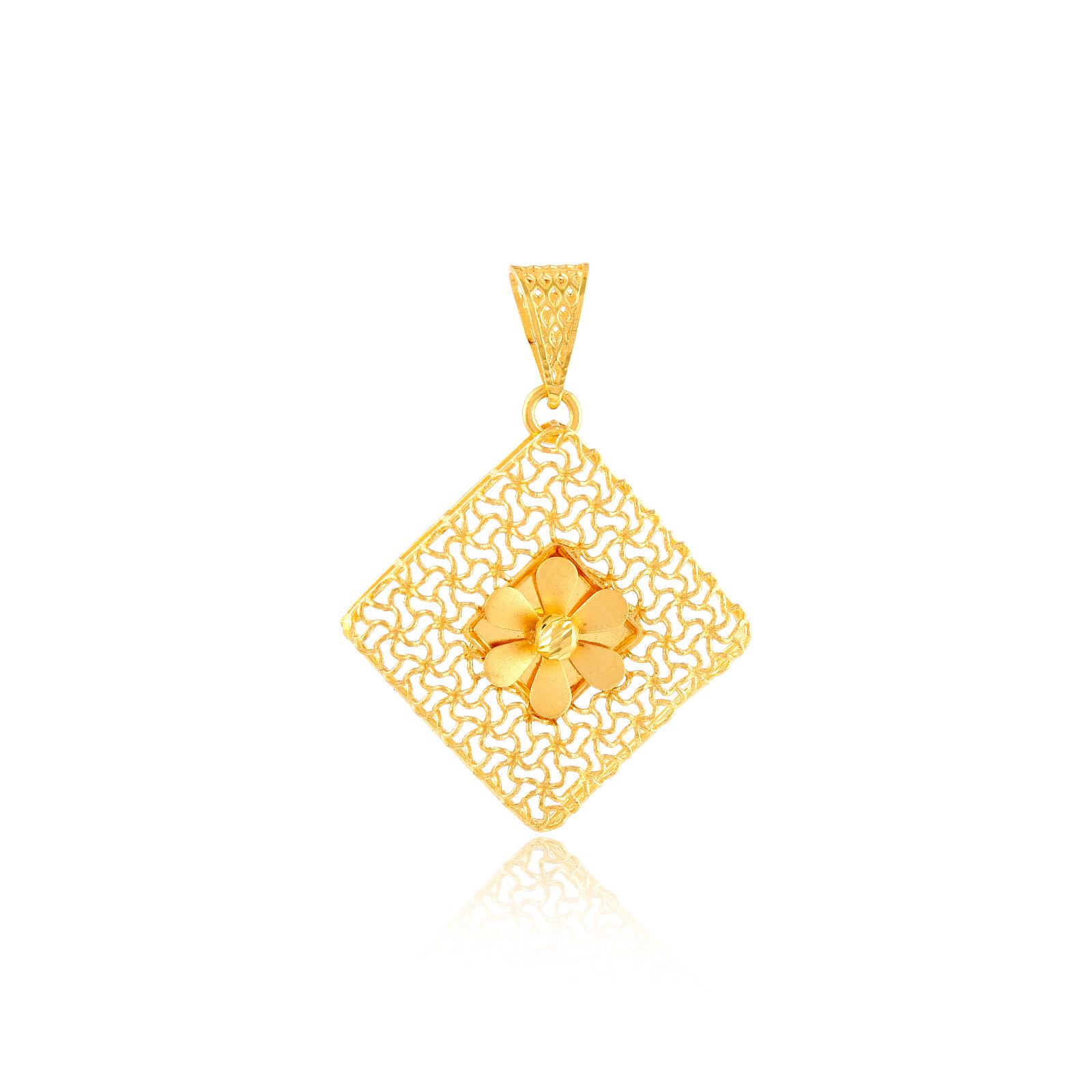 22kt Gold Pendant with Vibrant Flowers