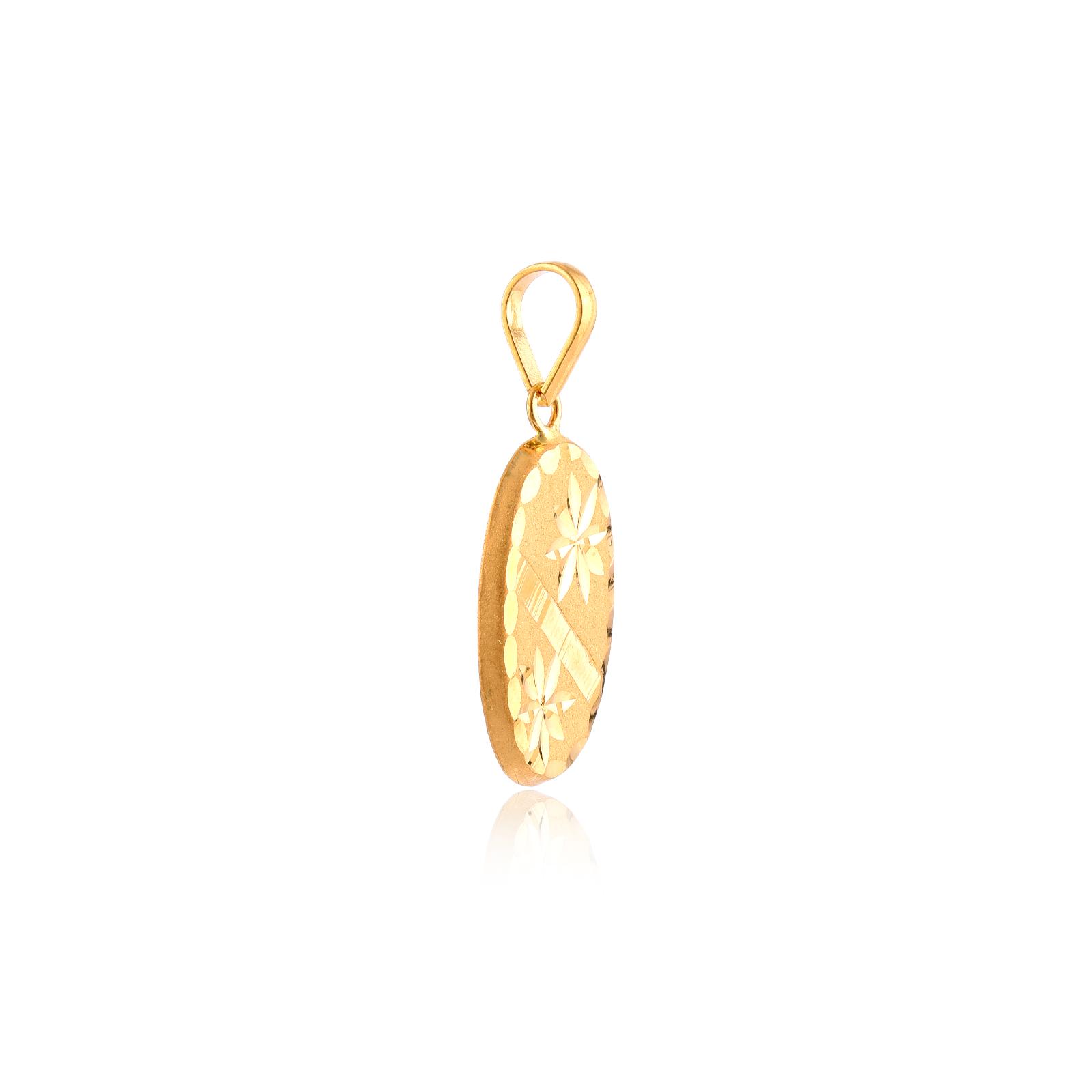 22kt Gold Pendant with Crescent Moon and Starburst Design - Image 2