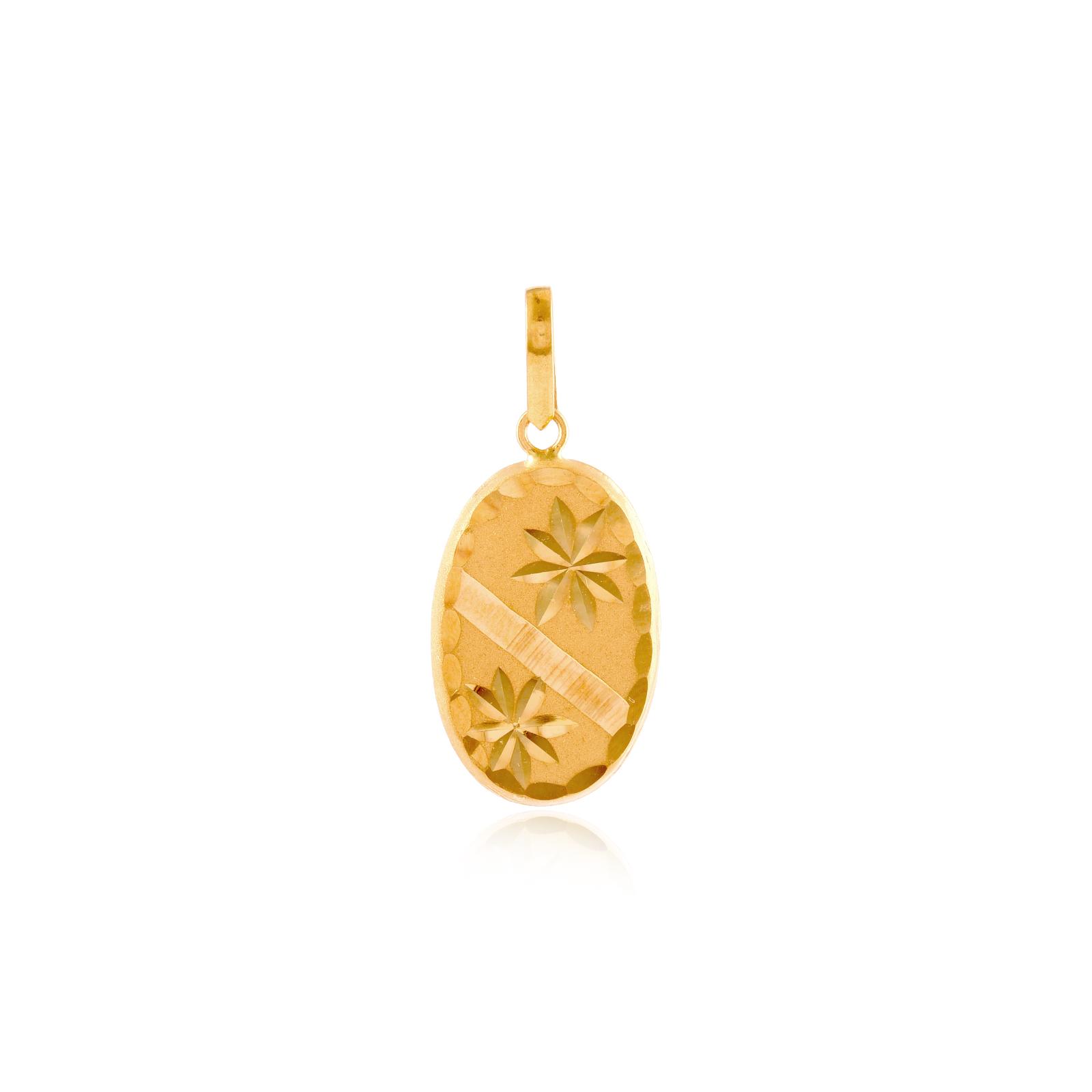 22kt Gold Pendant with Crescent Moon and Starburst Design