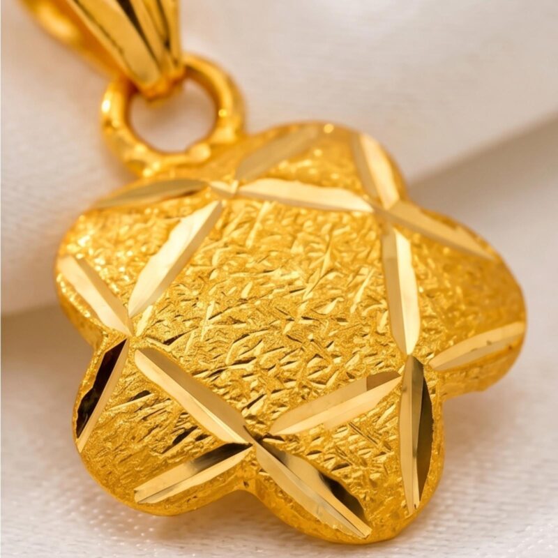 Alternative view of Bafleh Jewellery 21K Gold Flower Pendant and Stud Earring Set