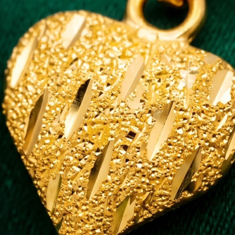 Alternative view of Bafleh Jewellery 21K Gold Textured Heart Pendant and Stud Earring Set