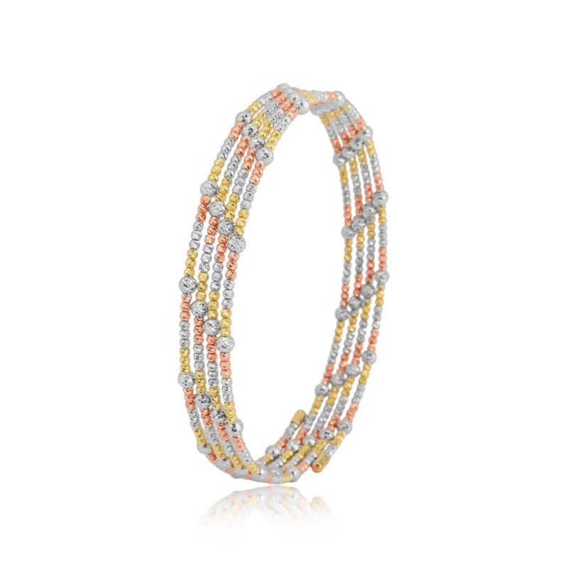 Elevate Your Elegance with the Stunning Spring Bangle Featuring Beats Design in 18K Gold Exclusively at Bafleh Jewellery