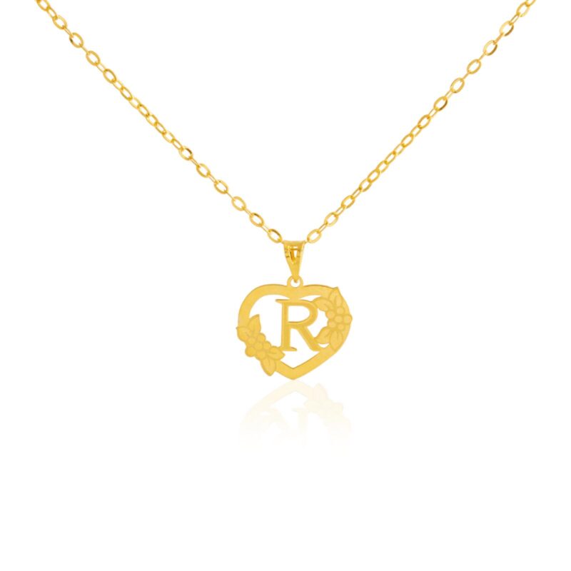 18K Gold 'R' Pendant Necklace