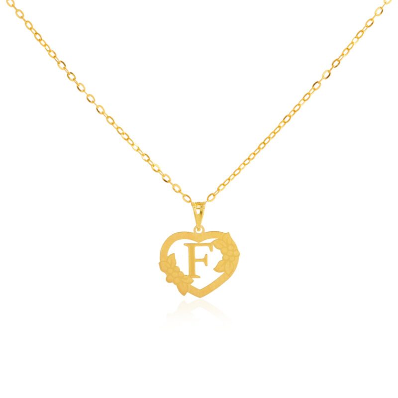 18K Gold 'F' Pendant Necklac