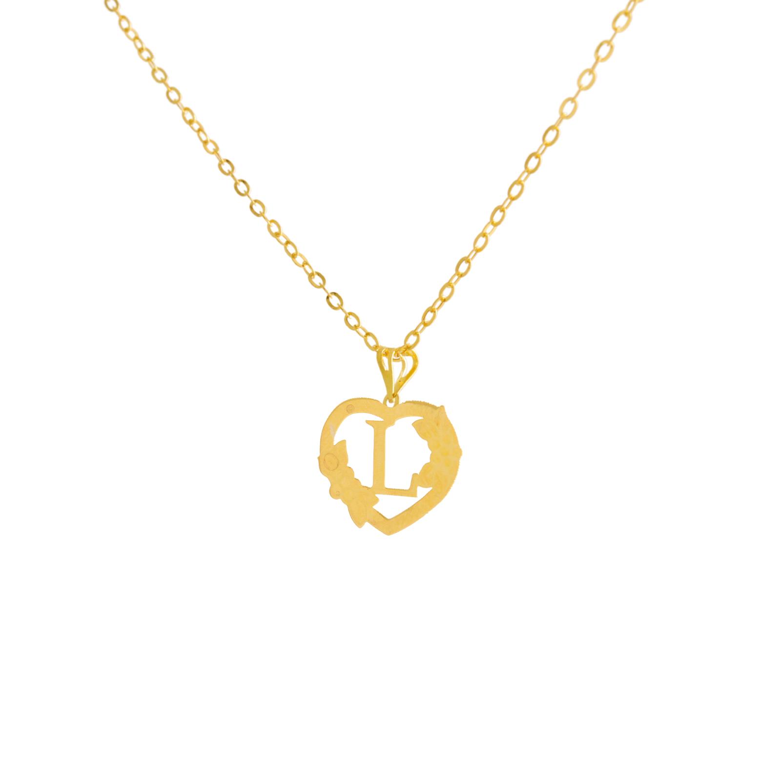 18K Gold 'L' Pendant Necklace - Image 2
