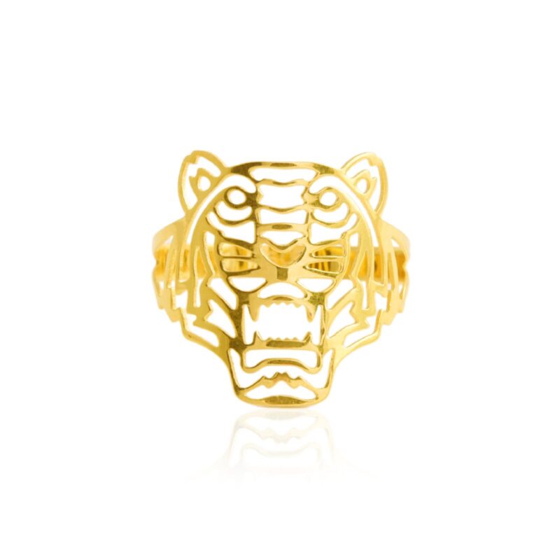 18K Gold Tiger-Shaped Ring Fierce Elegance by Bafleh Jewellery