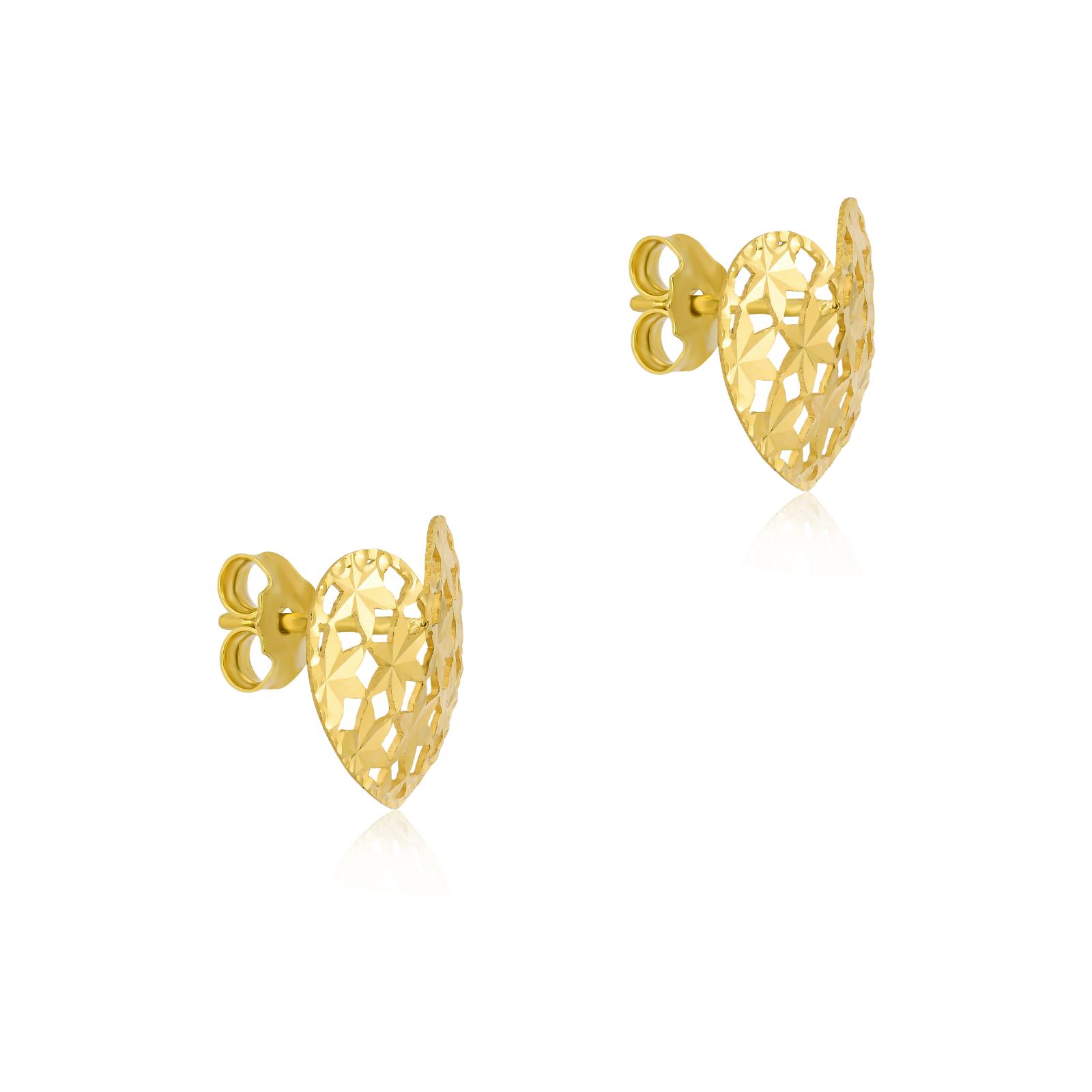 18K Gold Heart-Shaped Earrings - Image 2